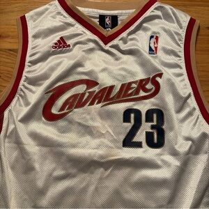 adidas Cavaliers #23 White with Red and Navy Trim Jersey